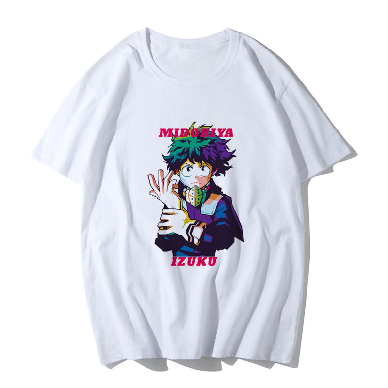 Anime Tshirts Aesthetic Men's Shirt Loose round Neck Pullover Short Sleeve T-shirt Top