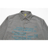 Men Shacket Long Sleeve Autumn Shirt Autumn Letter Vintage Print Houndstooth Casual Shirt