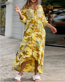 Red Peasant Dress Spring/Summer Fashion Sexy Long Sleeve V-neck Shirt Maxi Dress Women