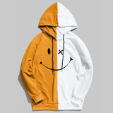 Split Hoodie Demons and Angels Smiley Face Stitching Hooded