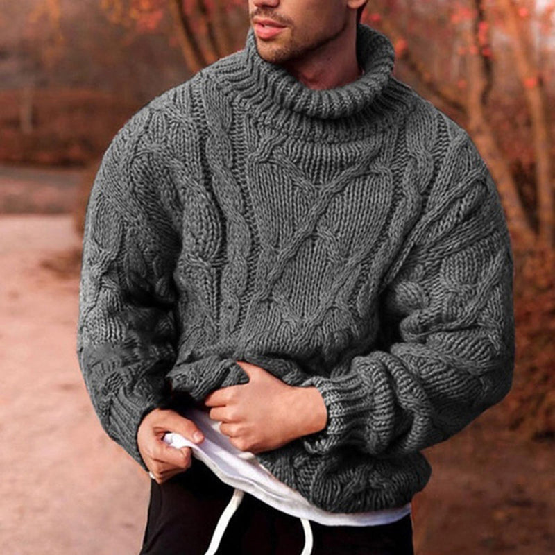 mens chunky knit Men Sweats Winter Men's Solid Color Loose Sweater