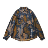 Men Fall Fall Hip Hop Smiley Graffiti Printing Plaid Long Sleeve Shirt