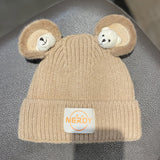 Toque Cartoon Bear Woolen Cap Children Autumn and Winter Cute Japanese Style Knitted Hat Warm Pullover Cap