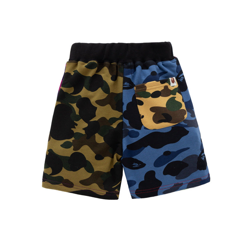 A Ape Print for Kids Shorts Children's Summer Clothing BAPE Color Matching Men and Women Children's Casual Shorts