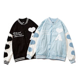 Mens Fall Outfits Autumn Winter Retro Simple Love Embroidered Baseball Uniform Jacket Coat