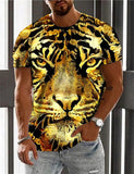 3D T Shirt Tiger Head Print round Neck