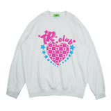 Mens Fall Outfits Love Puff Print Harajuku Style Hip Hop Crew Neck Pullover Sweatshirt Men and Women Couple