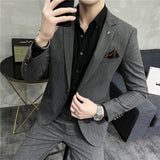 Men Suit Slim Striped Thin Drape One Button Two-Piece Set