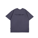 Men T Shitrs Solid Color Letters Embroidered Crew Neck