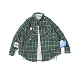 Men Shacket Long Sleeve Autumn Shirt Autumn Large Plaid 4-Pocket Shirt