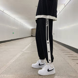 Men Pants Track Sweatpants Ankle-Tied Loose Wide Leg Breasted