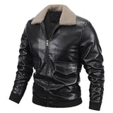 80's Leather Jacket Spring and Autumn Men's Leather Jackets Velvet Youth Motorcycle Leather Coat Men's Coat