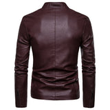 Urban Leather Jacket Fall Winter Men Fashion Stand Collar Jacket Leather Coat Coat