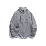 Men Shacket Long Sleeve Autumn Shirt Fall Personalized Three-Dimensional Pocket Youth Casual Shirt