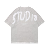Men T Shirt Summer Casual Tops Letter Print Short-Sleeve T-shirt Men's Fashion Brand Color Contrast Patchwork Half Sleeve Boyfriend Harajuku Style Half Sleeve