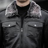 Urban Leather Jacket Men's Fur PU Leather Jacket Motorcycle Lapel Men's Thick Leather Coat