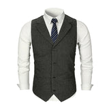 Mens Dress Vests Business Waistcoat Autumn and Winter Solid Color Lapel Men's Slim Fit