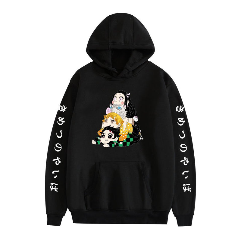 Demon Slayer Hoodie Sweatshirts Anime Casual Pullover Autumn Men's Loose Hooded Sweater