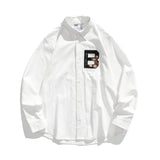 Men Shacket Long Sleeve Autumn Shirt Autumn Bear Embroidery Loose Shirt Men