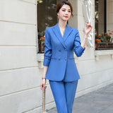 Women Pants Suit Uniform Designs Formal Style Office Lady Bussiness Attire Autumn and Winter Suit Fall Winter Fashion Yellow Business Suit