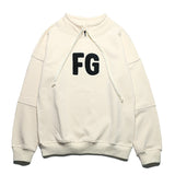 Kanye West Hoodie Embroidered Stand Collar Pullover Sweater Men's Fog Fleece Padded Coat