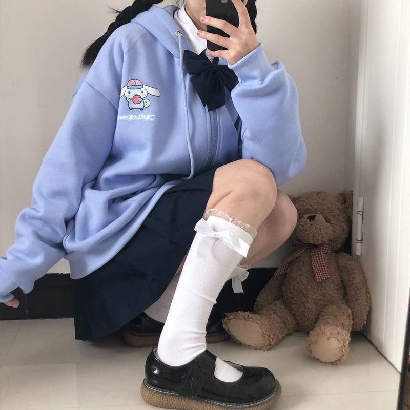 Kuromi Zip up Hoodie Kuromi Costume JK Coat Zipper Hooded Sweater Cinnamoroll Babycinnamoroll Printing