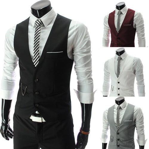 Tuxedo Vests Men's Suit Vest Business Casual Solid Color Vest