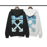 Autumn And Winter Off Blue Melting Arrow Pattern Hooded Sweater For Men And Women