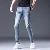 Man Spring Summer Jeans Spring Slim-Fitting Stretch Light Blue Skinny Jeans Men's Jeans