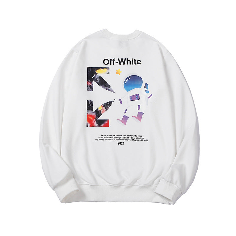 Autumn And Winter Off Cartoon Astronaut Arrow Pattern Terry Sweater Men And Women