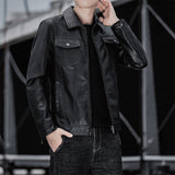 Hand Painted Leather Jackets Fall and Winter Lapels Casual Men's Leather Jacket Jacket Business Zipper Leather Jacket
