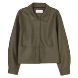 80's Leather Jacket Women's Fall Lapels Long Sleeve Solid Color Motorcycle Jacket