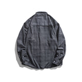 Men Shacket Long Sleeve Autumn Shirt Fall Vintage Shirt Loose Two-Pocket Plaid Shirt for Men