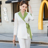 Women Pants Suit Uniform Designs Formal Style Office Lady Bussiness Attire Fashion Suit Host White Collar Professional Tailored Suit Two-Piece Set