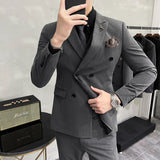 Men Suit Double Breasted Three-Piece Set