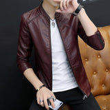 80's Leather Jacket Autumn and Winter Men's Casual Jacket Fleece-Lined Thickened Motorcycle Clothing Stand Collar Jacket