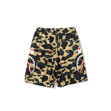 A Ape Print Shorts Men's Side Double Shark Head Windbreaker Cloth Shorts Elastic Waist Fifth Pants Middle Pants Casual Shorts