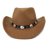 Wester Hats Men 'S And Women 'S Woolen Western Ethnic Style Peach Top Denim Hat