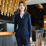 Women Pants Suit Uniform Designs Formal Style Office Lady Bussiness Attire Autumn Long Sleeve Slim-Fitting Workwear Suit