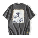 Men T Shirt Summer Casual Tops Wave Printed Short Sleeve T-shirt Men's round Neck Half Sleeve Street Fashion Loose Half Sleeve