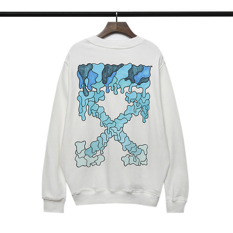 Autumn And Winter Arrow Print Crew Neck Pullover Sweatshirt Baggy Coat