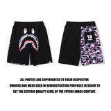 A Ape Print Shorts Shark Head Black Shorts Men's and Women's Fashion Tether Shorts