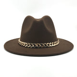 Fedora Hat Golden Chain Woolen Top Hat Fedora Hat Top Hat