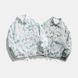Men's Spring plus Size Retro Sports Jacket Cartoon Printed Coat Youth Versatile Top Trendy Men Coat