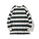 Men Fall Outfits Vintage Stripe Casual Loose Long Sleeve T-shirt Top