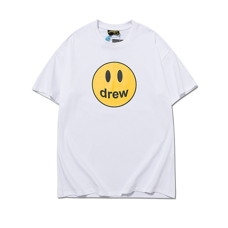 Justin Bieber Drew House T shirt Men Women Cotton Top T Shirt Summer Style Women Streetwear Printed Short Sleeve Tshirt Men and Women Loose Bottoming Shirt