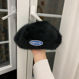 Toque Rabbit Fur Beret Children Winter Painter Cap Children British Style