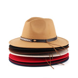 Fedora Hat Couple's Autumn and Winter Woolen Hat Flat Brim Jazz Top Hat