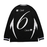 Men Fall Outfits Retro High Street Printed V-neck Long Sleeve T-shirt Loose Couple Casual Baseball Sportswear