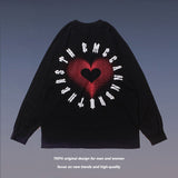 Mens Fall Outfits Printed Long-Sleeved T-shirt Niche Couple Base Top